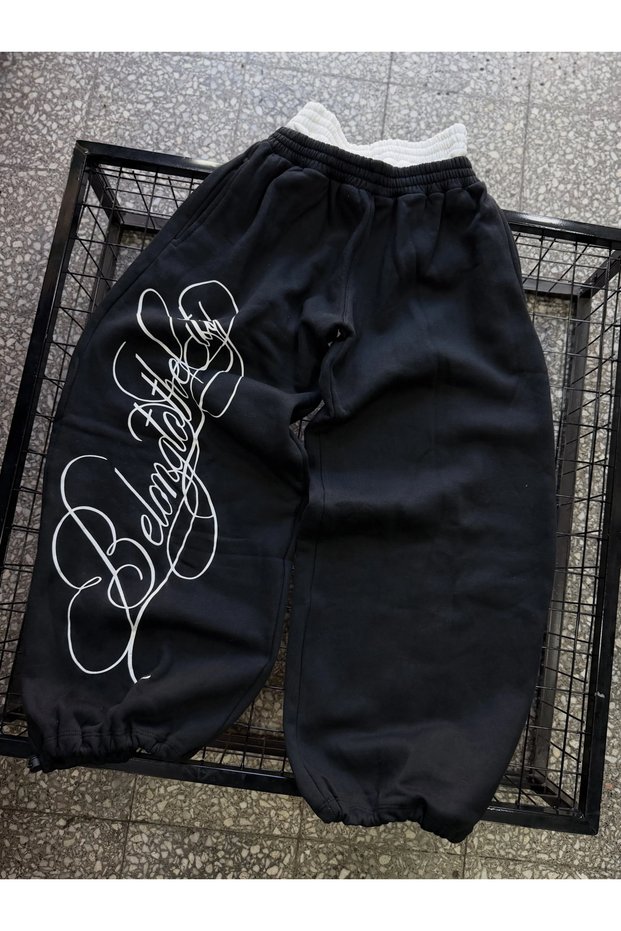 Belong Detailed Belted Baggy Sweatpants