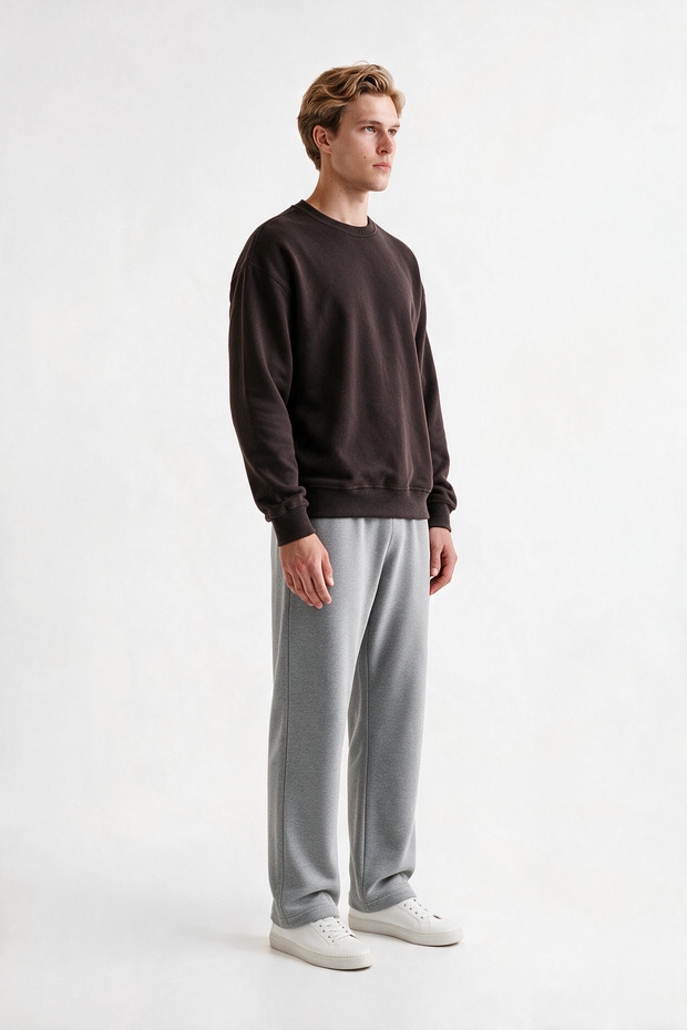 Selanik Fabric Crew Neck Sweatshirt Comfortable Fit
