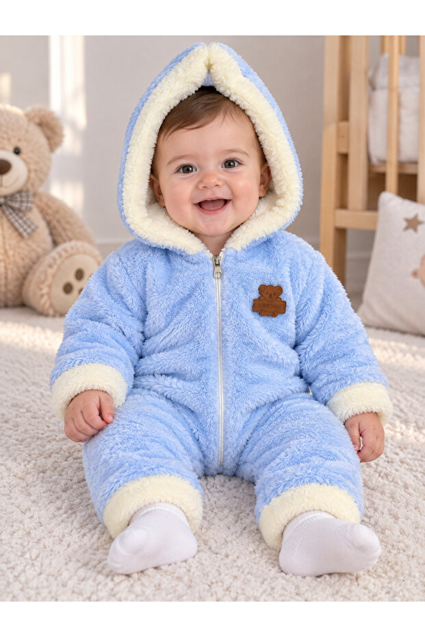 Winter Sweet Hooded Baby Plush Welsoft Jumpsuit