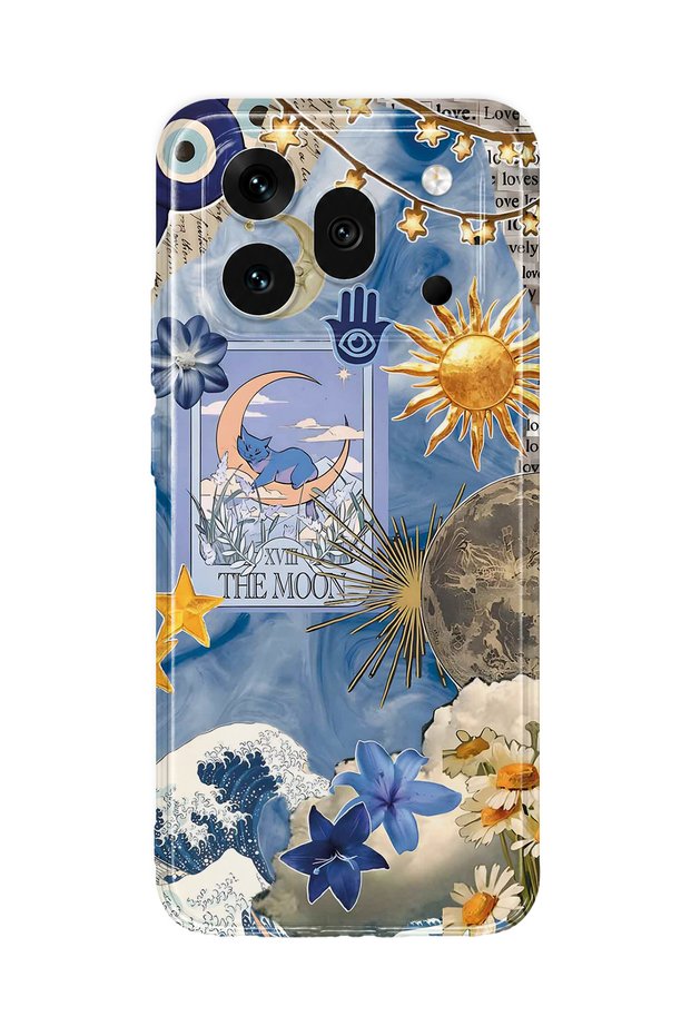Honor 600 Pro Compatible Moon Sun Vintage Sky Pattern Transparent Phone Case