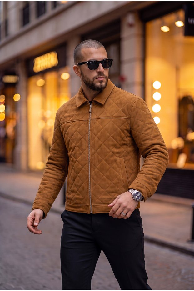 Suede Self-Patterned Padded Jacket/Coat