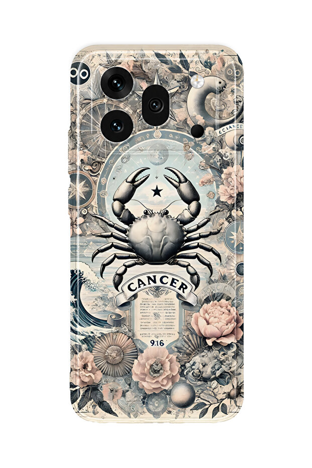 Honor 600 Pro Compatible Transparent Phone Case with Crab Sign Pattern