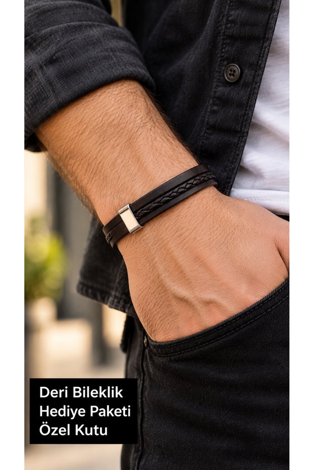 Torviano Blackloop Black Leather Men's Bracelet - Layered Design with Wraparound Look