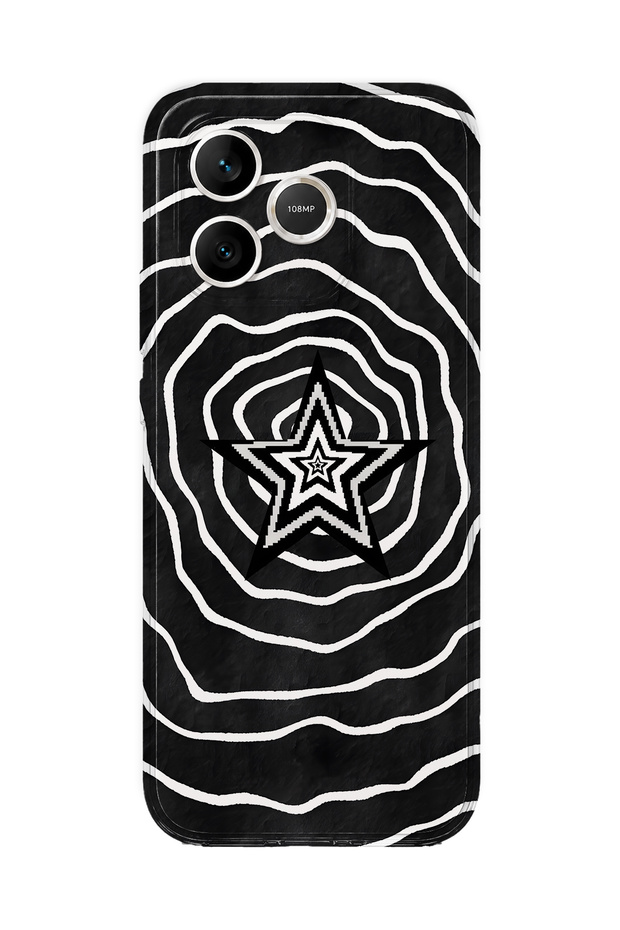 Honor 600 Lite Compatible Black and White Star Pattern Transparent Phone Case