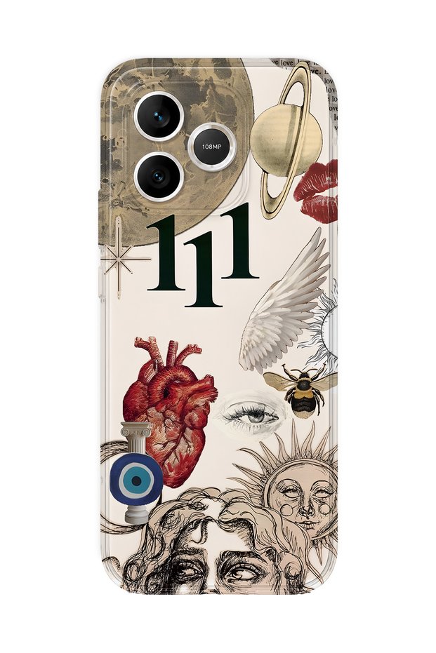 Honor 600 Lite Compatible Astro Symbolic Collage and 111 Energy Pattern Transparent Phone Case