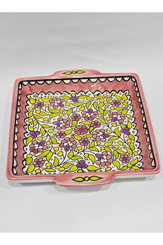 Handmade square ceramic dish (23 x 23 cm)