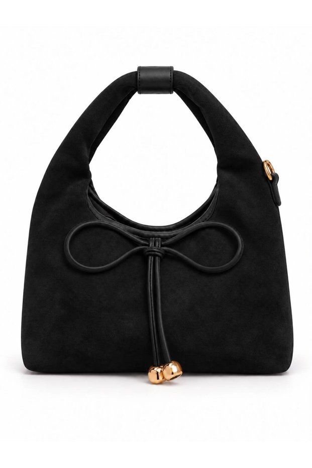 Lolly Bowknot Detailed Suede Women's Hand, Shoulder and Crossbody Bag