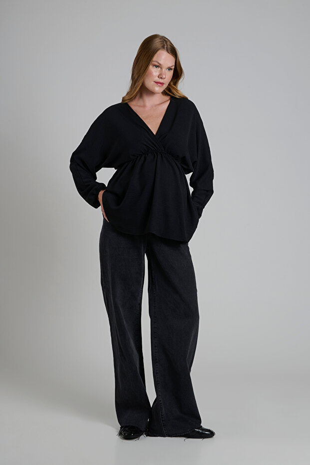 Mira V-Neck Gathered Maternity Blouse