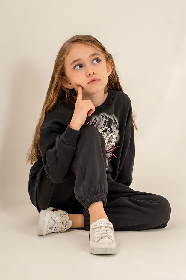 4-14 Years Licensed Us Polo Assn Girls' Set-Anthracite