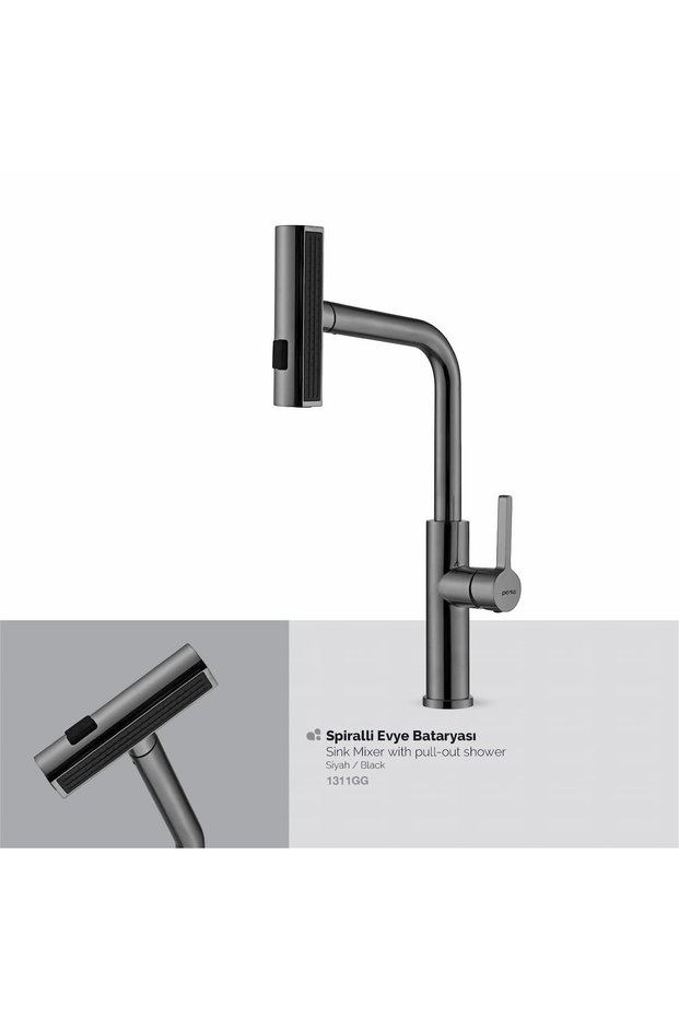 1311Gg Gray Spiral Sink Faucet (Square) Brass Body, Chrome Plated