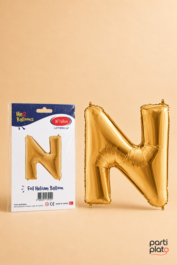 Gold Foil Balloon Letter N 16 Inch 40 Cm, Gold Color Name and Birthday Party Decoration