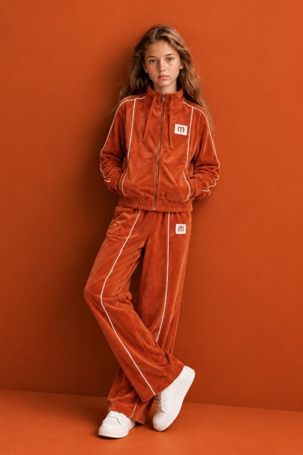 9-15 Years Old Premium Welvet Qua Girls' Suit-Tile