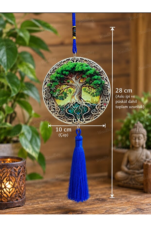 Meditation Yoga Themed Wall Ornament 10 cm Diameter Decorative Hanger with Tassels – Different Models