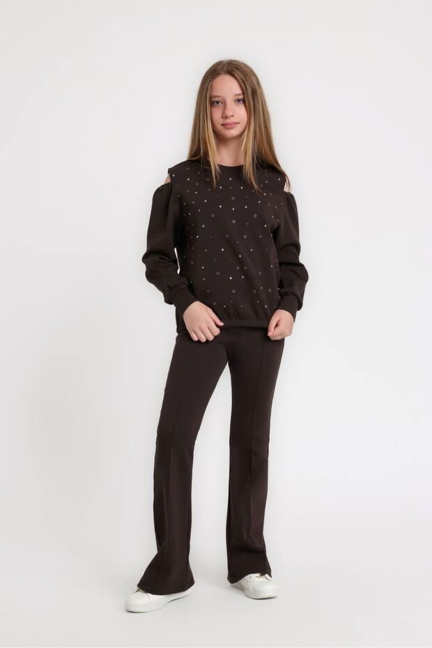 10-14 Years Old Caroline Star Girls' Set - Brown