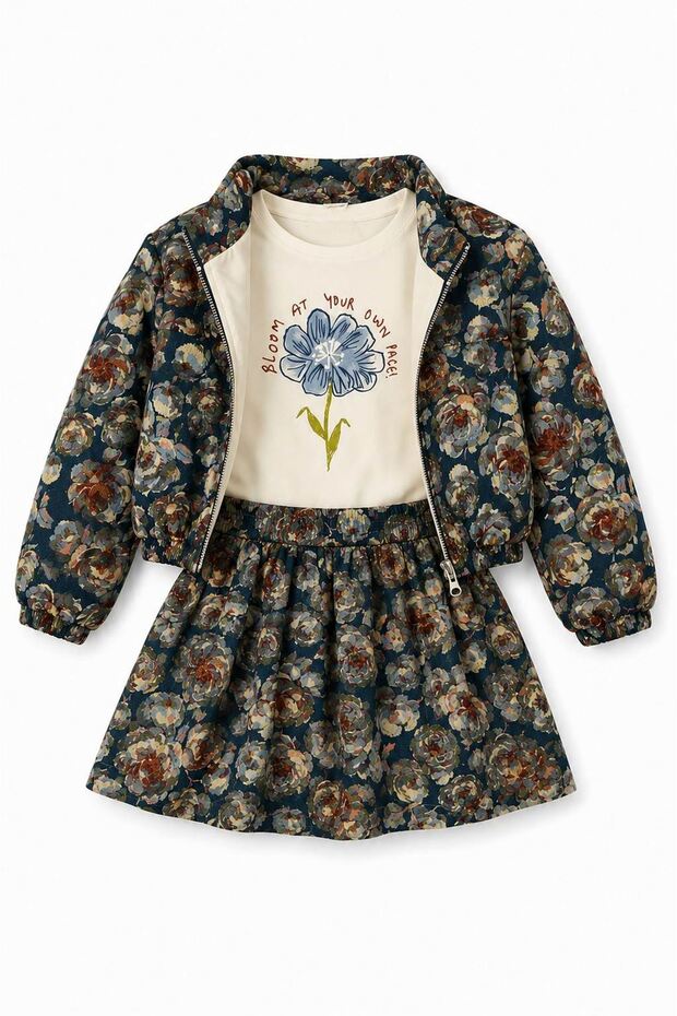 4-8 Years Old Helena Fleur Girls' 3-Piece Set-Indigo