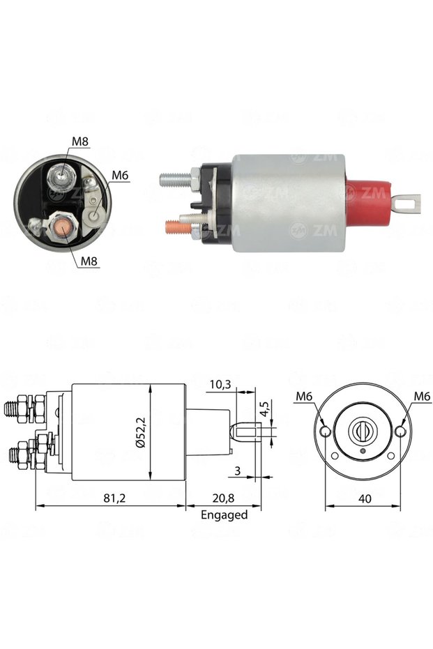 484 Starter Solenoid 12V Citroen Jumper - Fiat Ducato - Talento - Ford Ranger - Peugeot Boxer