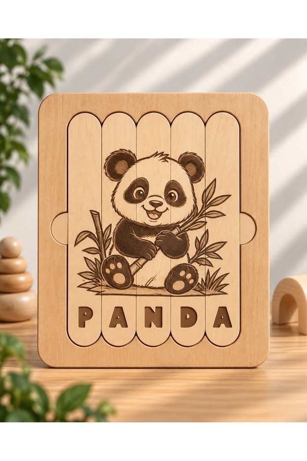 🧩   Montessori Wooden Panda Puzzle 20X25 cm |   Panda Themed Educational Wooden Puzzle |   Children's Puzzle Toy 🐼 🌿