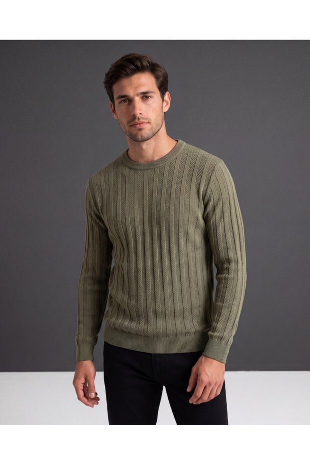 Men's crew neck striped knitwear