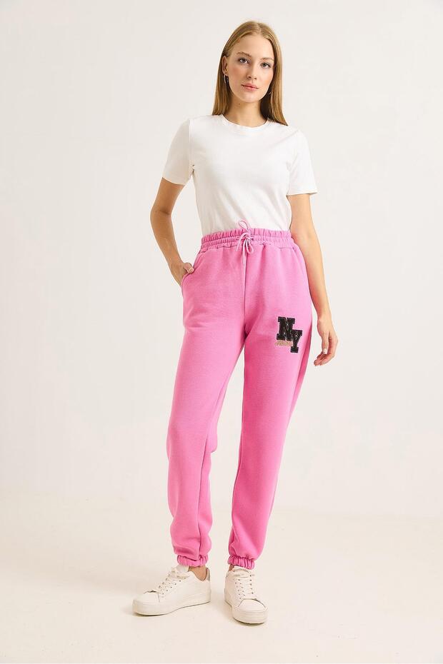 3-Strap Pink Tracksuit with Elasticated Ankles