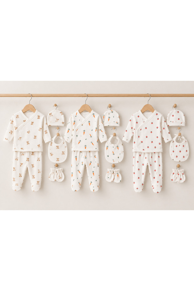 Minoti 100% Cotton 5-Piece Hospital-Issued Newborn Baby Set
