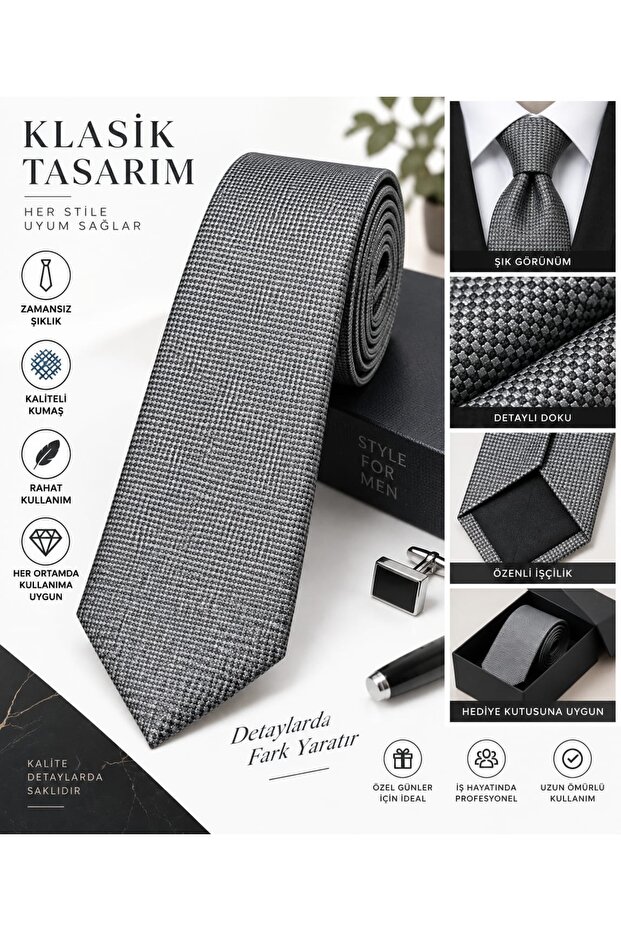 DOKUMA KRAVAT MENDİLLİ