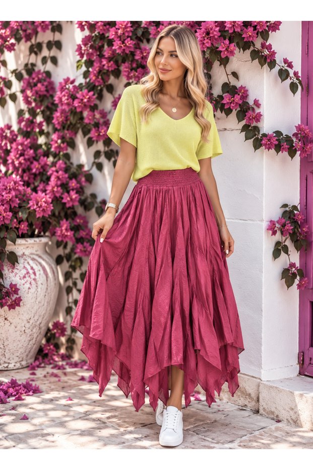 Cotton Lined Asymmetrical Cut Women's Skirt 38/46