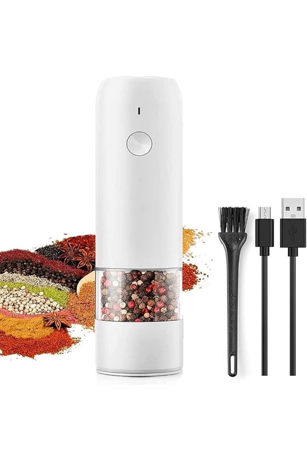 مطحنة فلفل كهربائية، قابلة لإعادة الشحن عبر USB مع 6 إعدادات متعددة للطحن