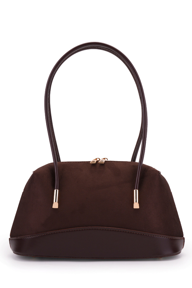 Baguette Form Suede Leather Martina Women's Shoulder Bag Brown