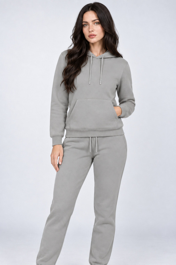 Women's 3 Thread Sweatshirt Set with Hood (Soft Puff Fabric) Cotton Women Sweatshirt Set with Hood