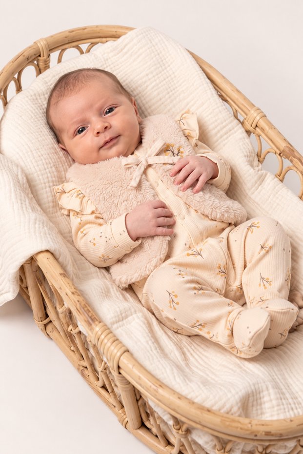 Baby Girl Plush Vest and Booties Jumpsuit Set of 2 with Floral Embroidery, Seasonal Gift