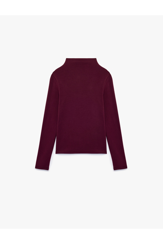 Cotton Slim Fit High Collar Basic Long Sleeve T-Shirt