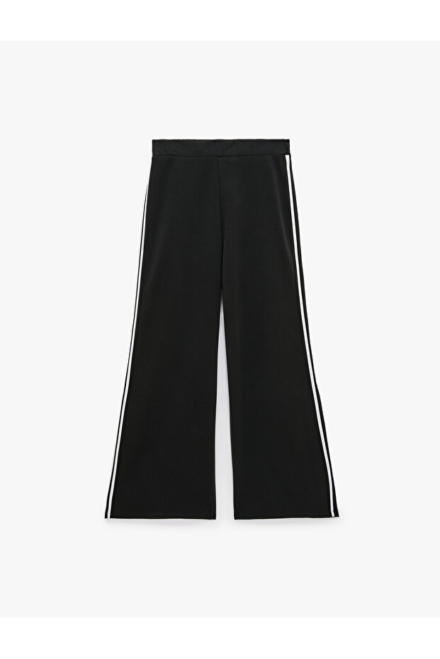 Stripe Detailed Regular Waist Modal Fabric Wide Leg Sweatpants