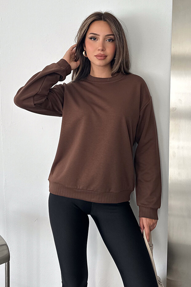 Women's Basic Soft Crew Neck Sweatshirt