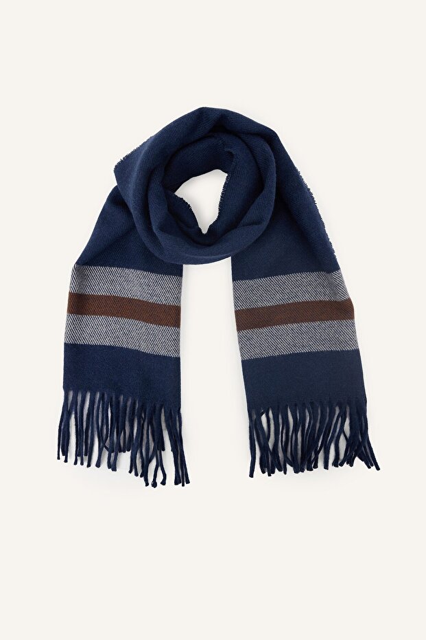 Tasseled Plaid Patterned Scarf for Boys I4700A826Wn