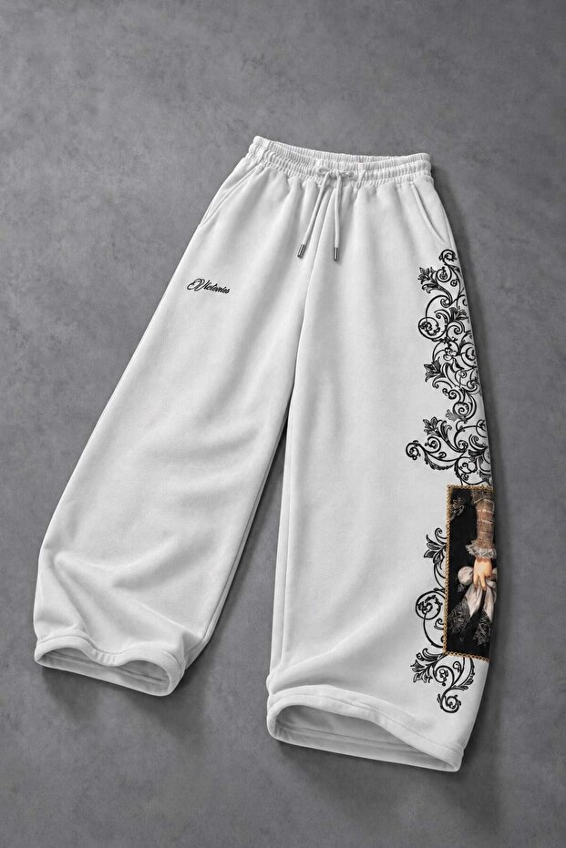 Men's White Victories Patch Embroidered Baggy Tracksuit
