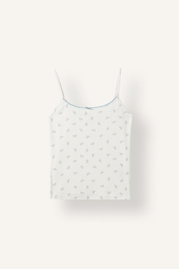 Patterned Square Neck Thin Strap Ribbed Undershirt H8271Ax26Au