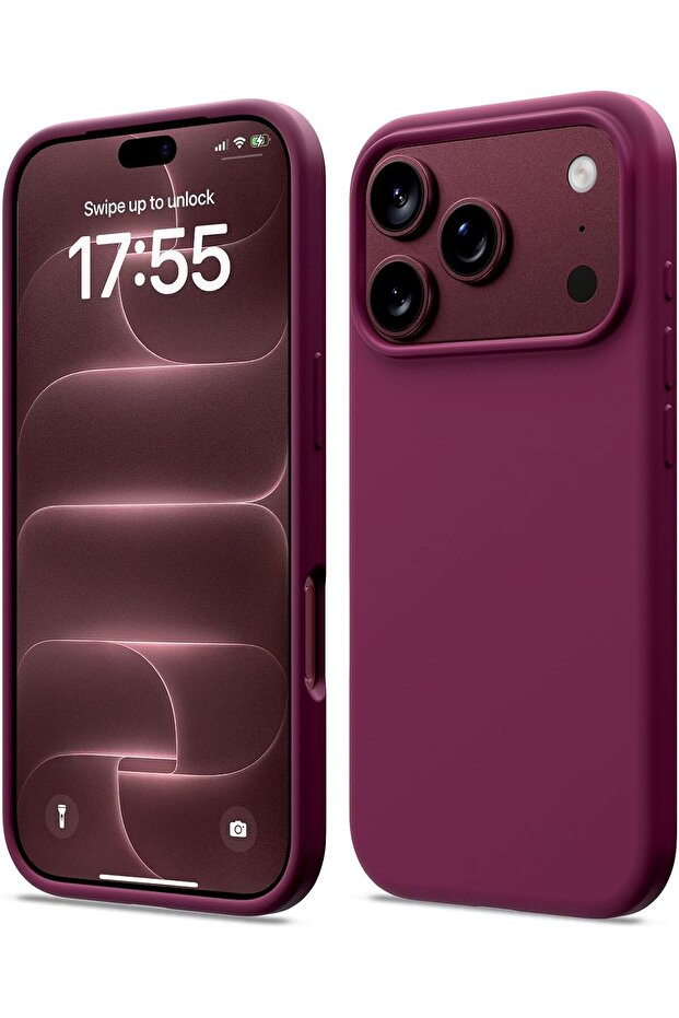 For iPhone 18 Pro Max Case, Ultra-Thin Liquid Silicone Cover Burgundy,6.3", Lightweight,
