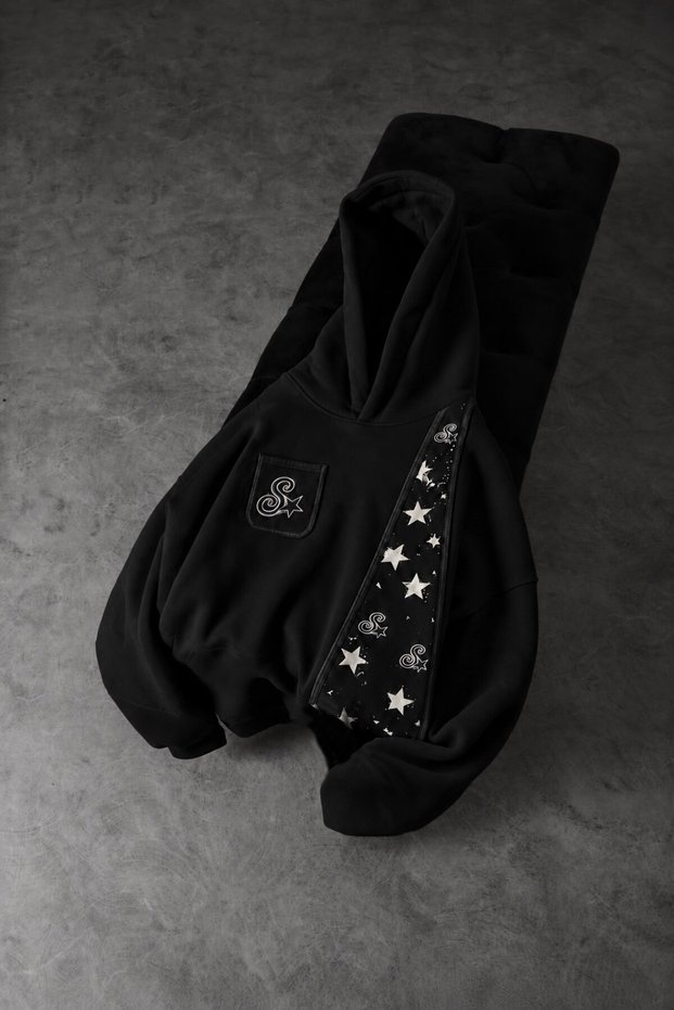 Men's Black S'Star Denim Trim Oversize Hoodie