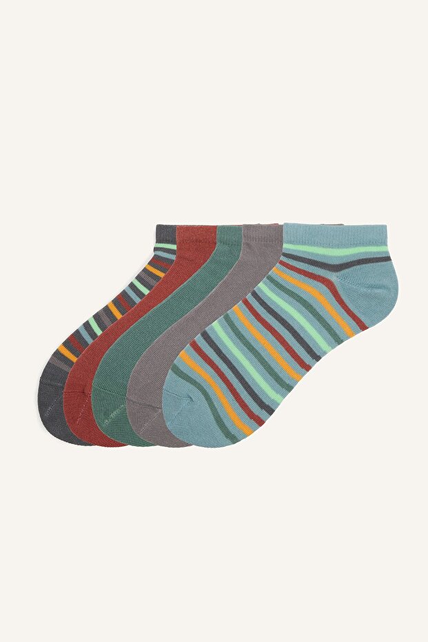 5 Pack Striped Cotton Booties Socks for Boys I6820A8Ns