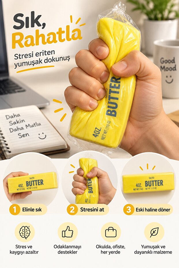 Butter-Looking Squeezable Squishy Stress Toy – Soft Textured Fun Toy