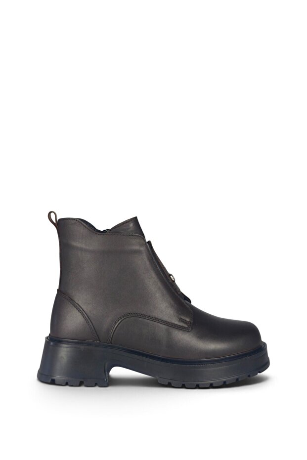 Women's Genuine Leather Zippered Short Boots