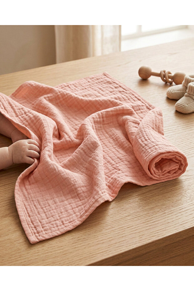 100 X 120 cm Li̇na Double Layer 100% Cotton Muslin Cover - Blanket - Swaddle