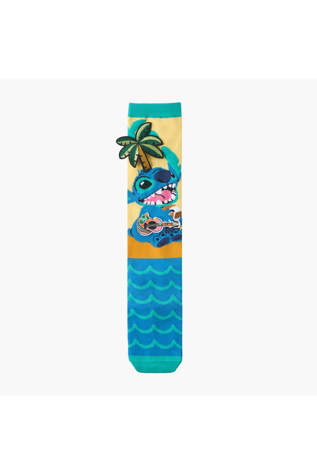 Girls Crew Length Socks with Stitch Applique Design