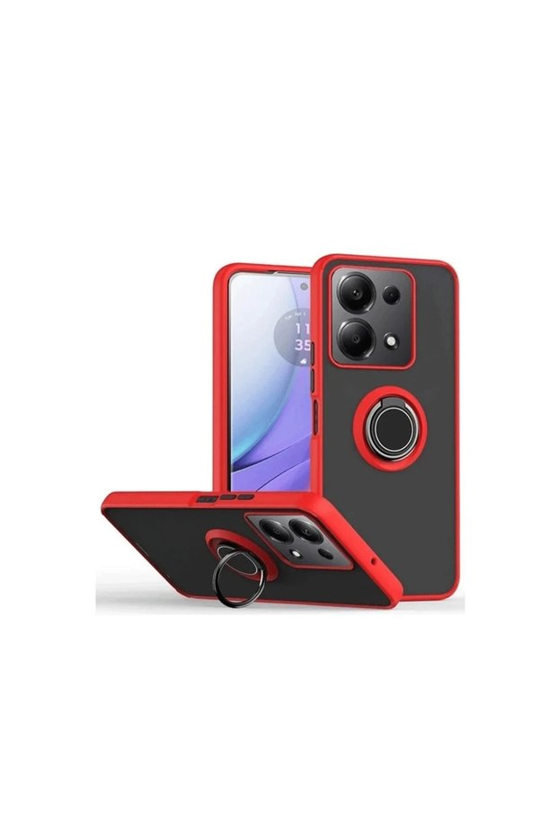 حافظة هاتف Xiaomi Redmi Note 13 Pro 5G مونتريال من السيليكون مع حلقة - أحمر