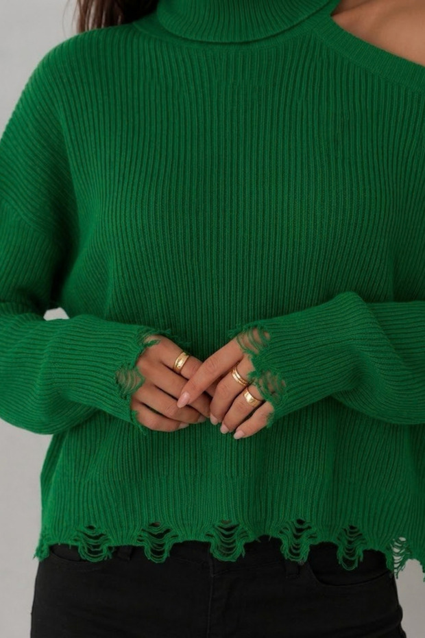 Women's Shoulder Detailed Turtleneck Sweater