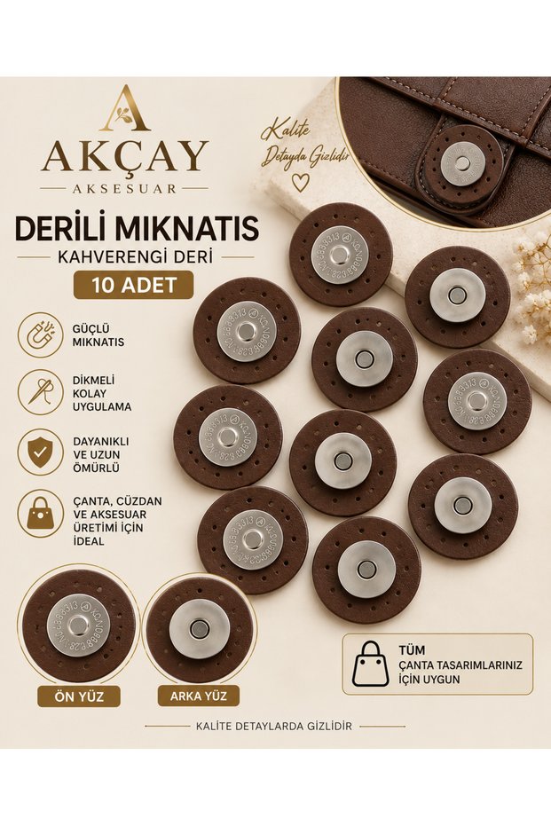 Onlu 10 Pcs Leather Magnets for Knitted Bags - Onlu Snap Fasteners