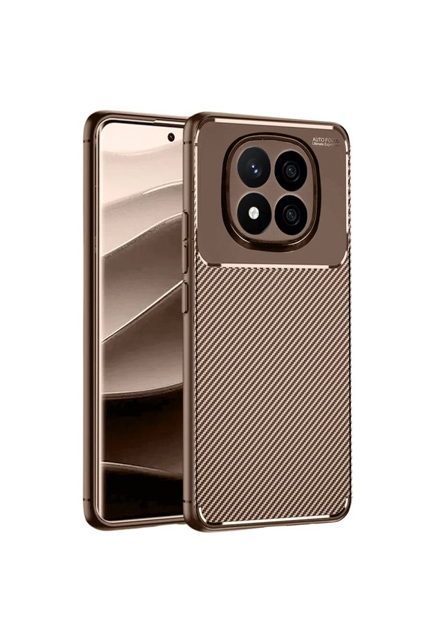 Xiaomi Redmi Note 14 Pro 5g Case Auto Focus Carbon Cover - Brown