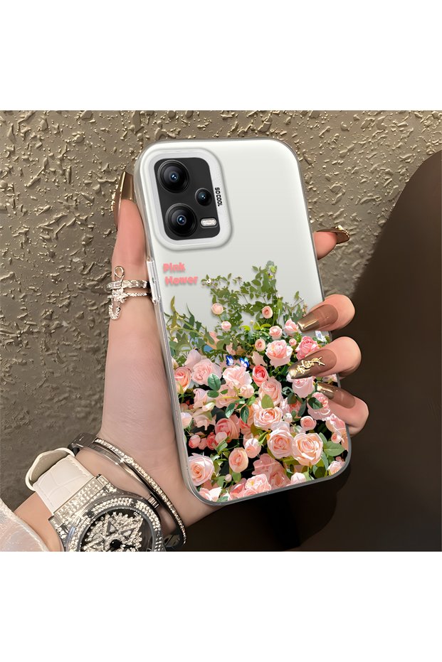 Redmi Note 12 5g Compatible Pink Rose Flower Sea Phone Case, Flower Drawing Art Print