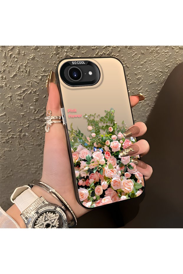 iPhone 17E Compatible Pink Rose Flower Sea Phone Case, Floral Art Print
