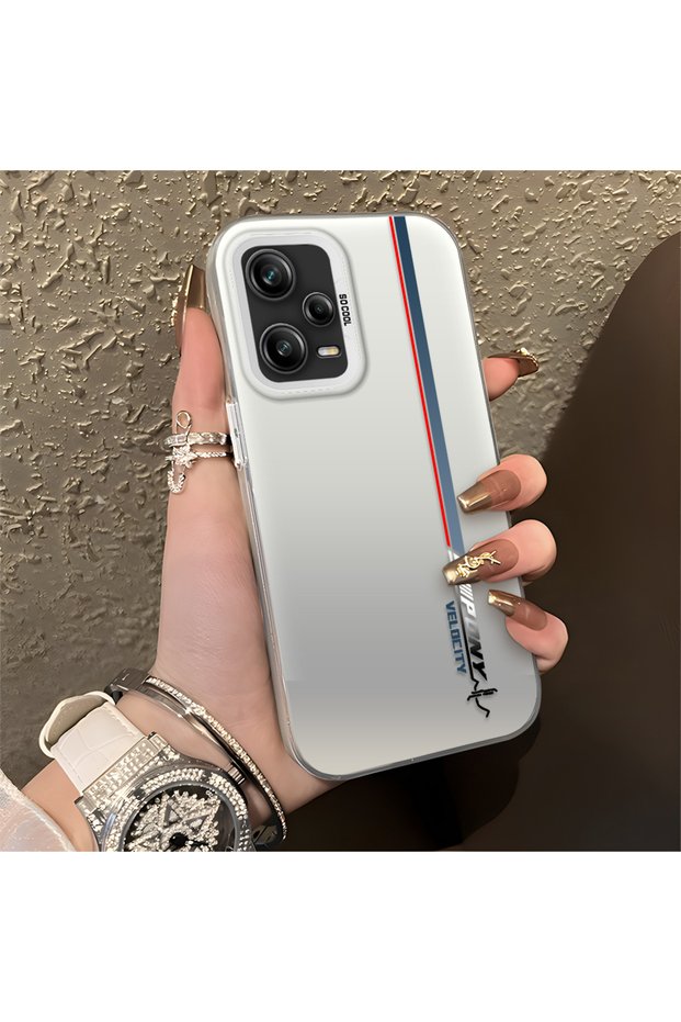 Redmi Note 12 Pro 5g Compatible Speed Race Style Case, Red Blue Vertical Stripe Racing English Motif